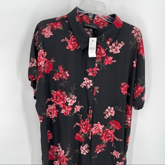Lane bryant NWT dress/long top black floral Size 14/16 Short Sleeves - Picture 4 of 8